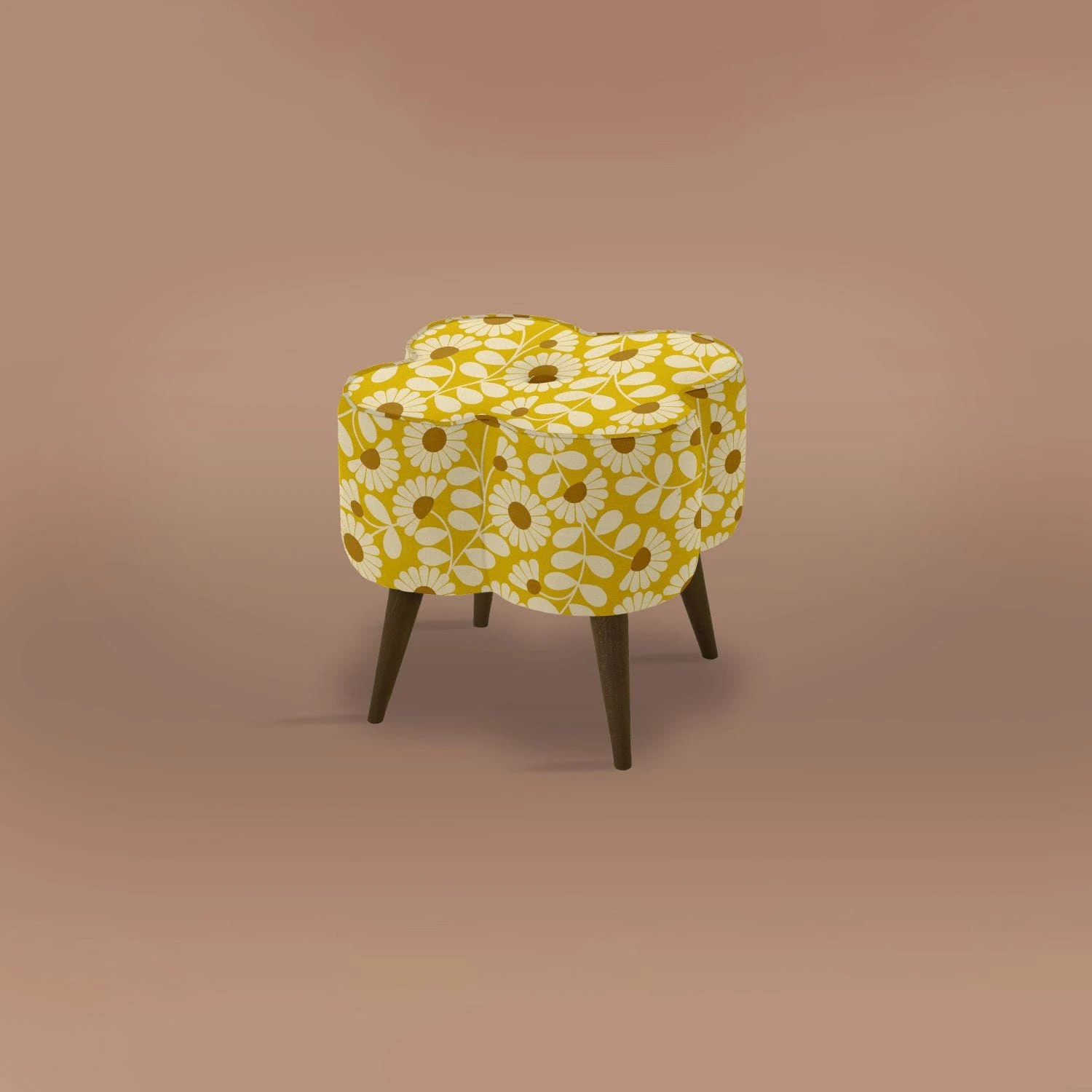 Orla Kiely Daisy Velvet Small Footstool - Image 2