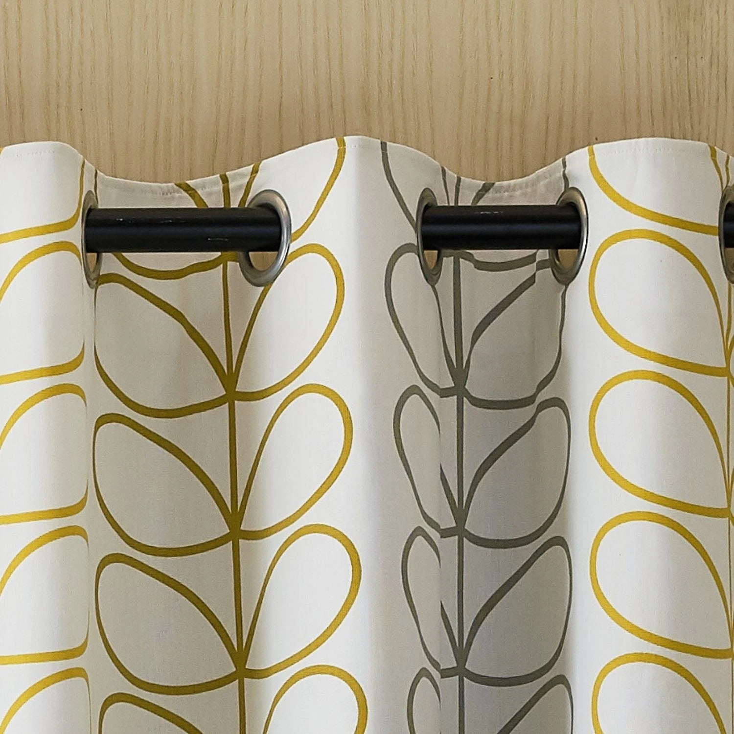 Orla Kiely Trio Stem Lined Curtains, 229 X 229cm, Ochre - Image 3