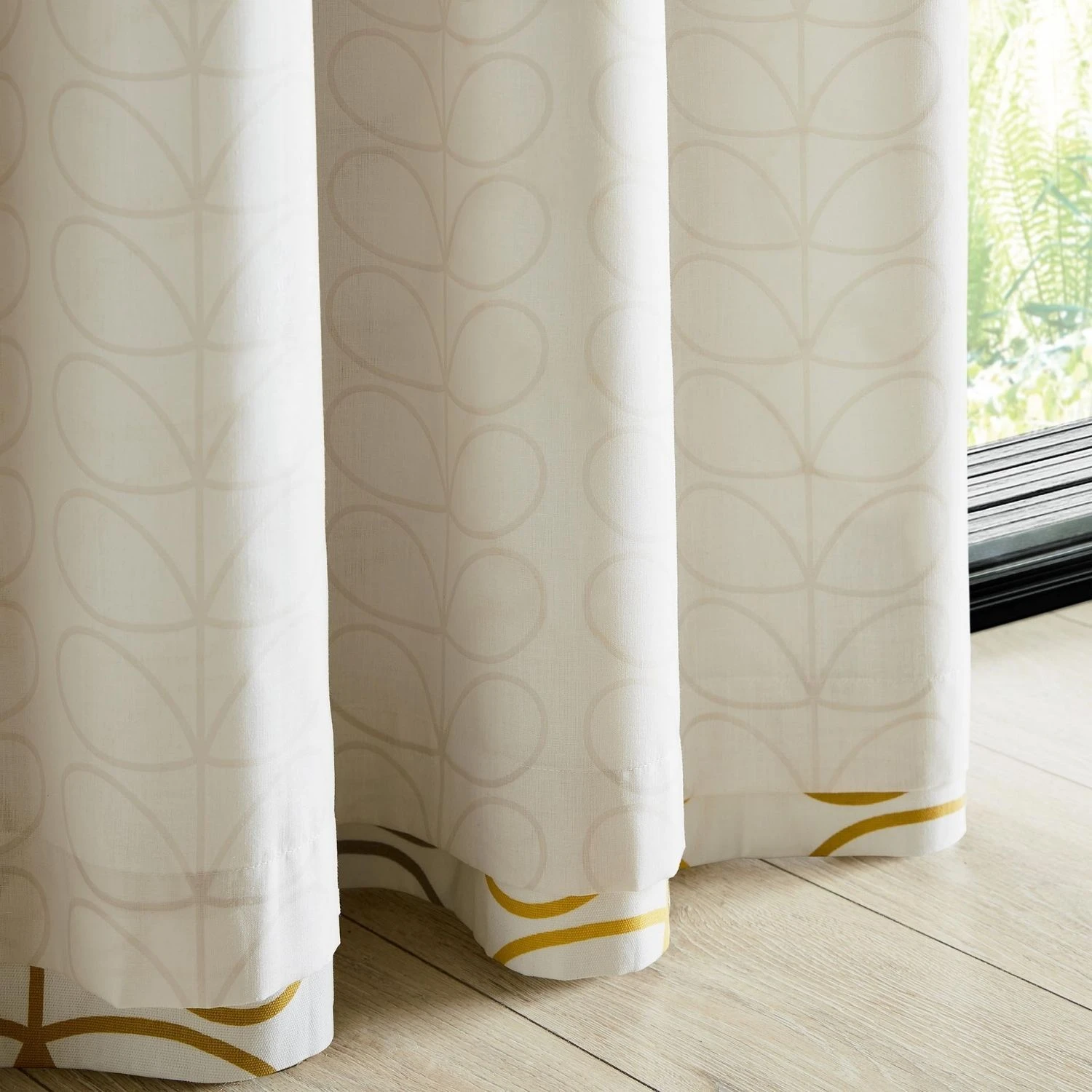 Orla Kiely Trio Stem Lined Curtains, 229 X 229cm, Ochre