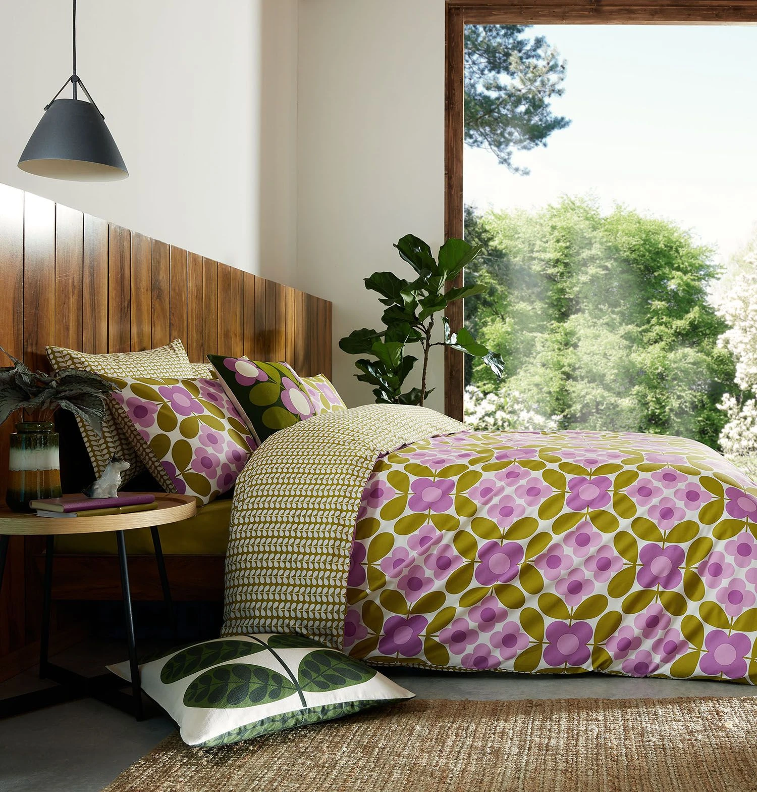 Orla Kiely Flower Tile Duvet Set, King, Lupin - Image 4