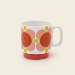 Orla Kiely Atomic Flower Mugs, Set Of 2, Bubblegum & Basil