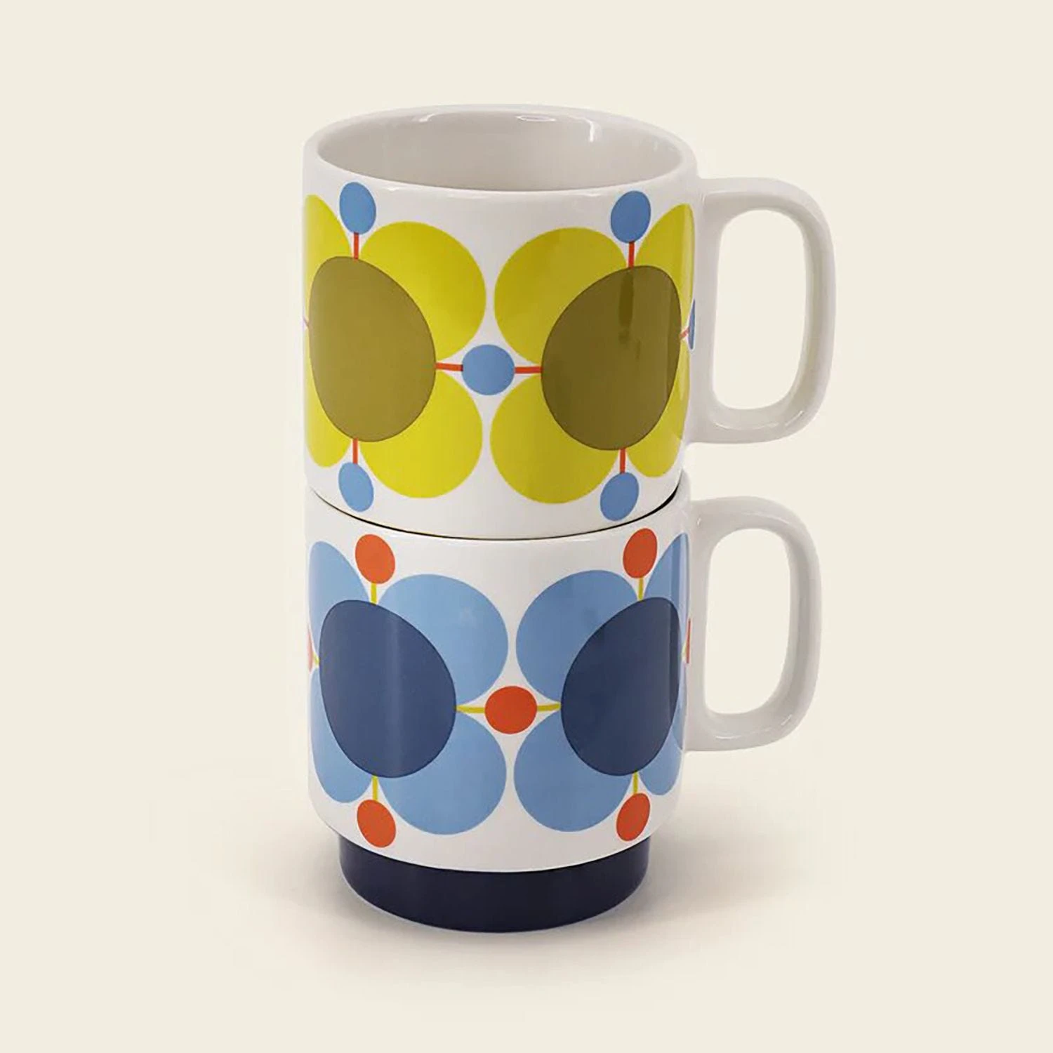 Orla Kiely Atomic Flower Mugs, Set Of 2, Sky & Sunflower - Image 3