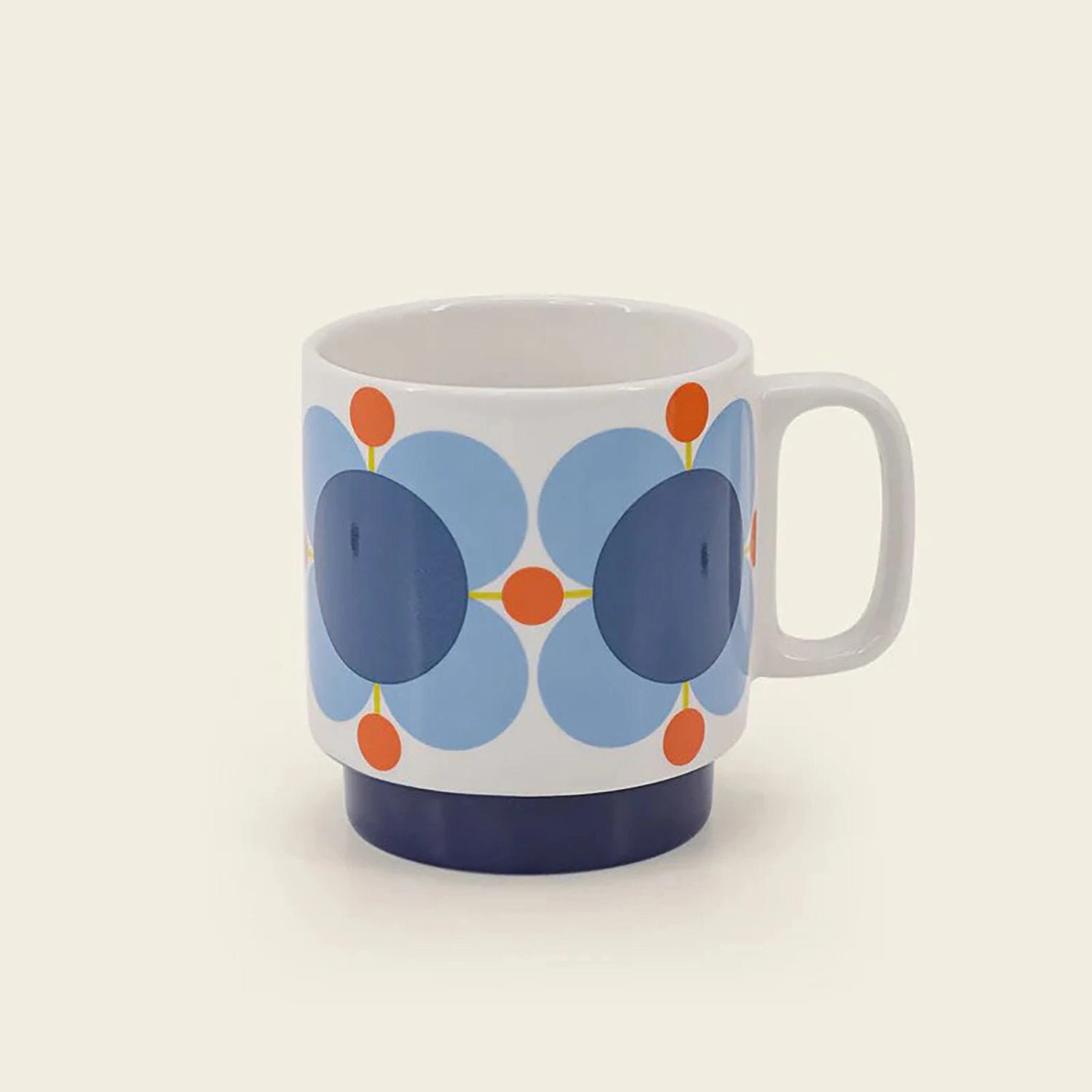 Orla Kiely Atomic Flower Mugs, Set Of 2, Sky & Sunflower - Image 2