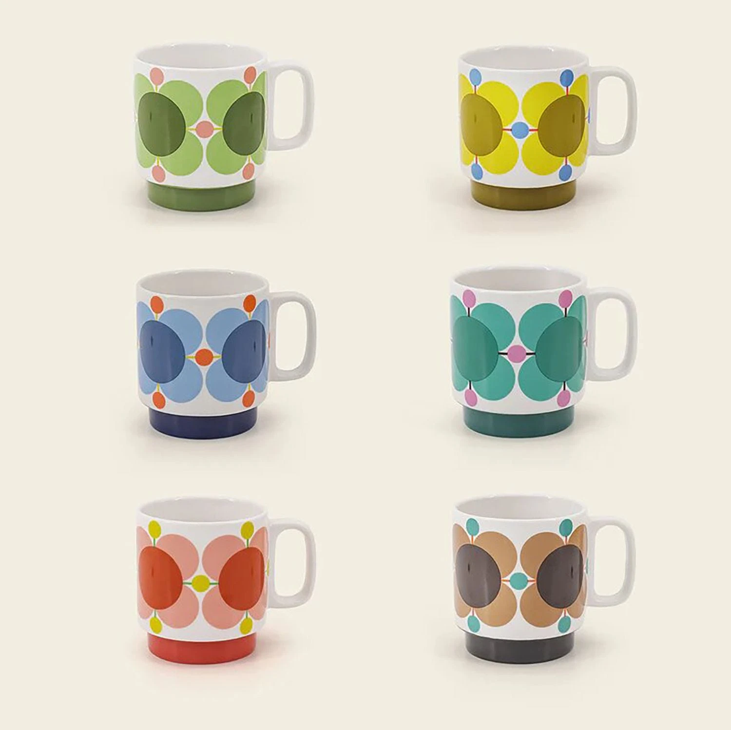 Orla Kiely Atomic Flower Mugs, Set Of 6 - Image 7