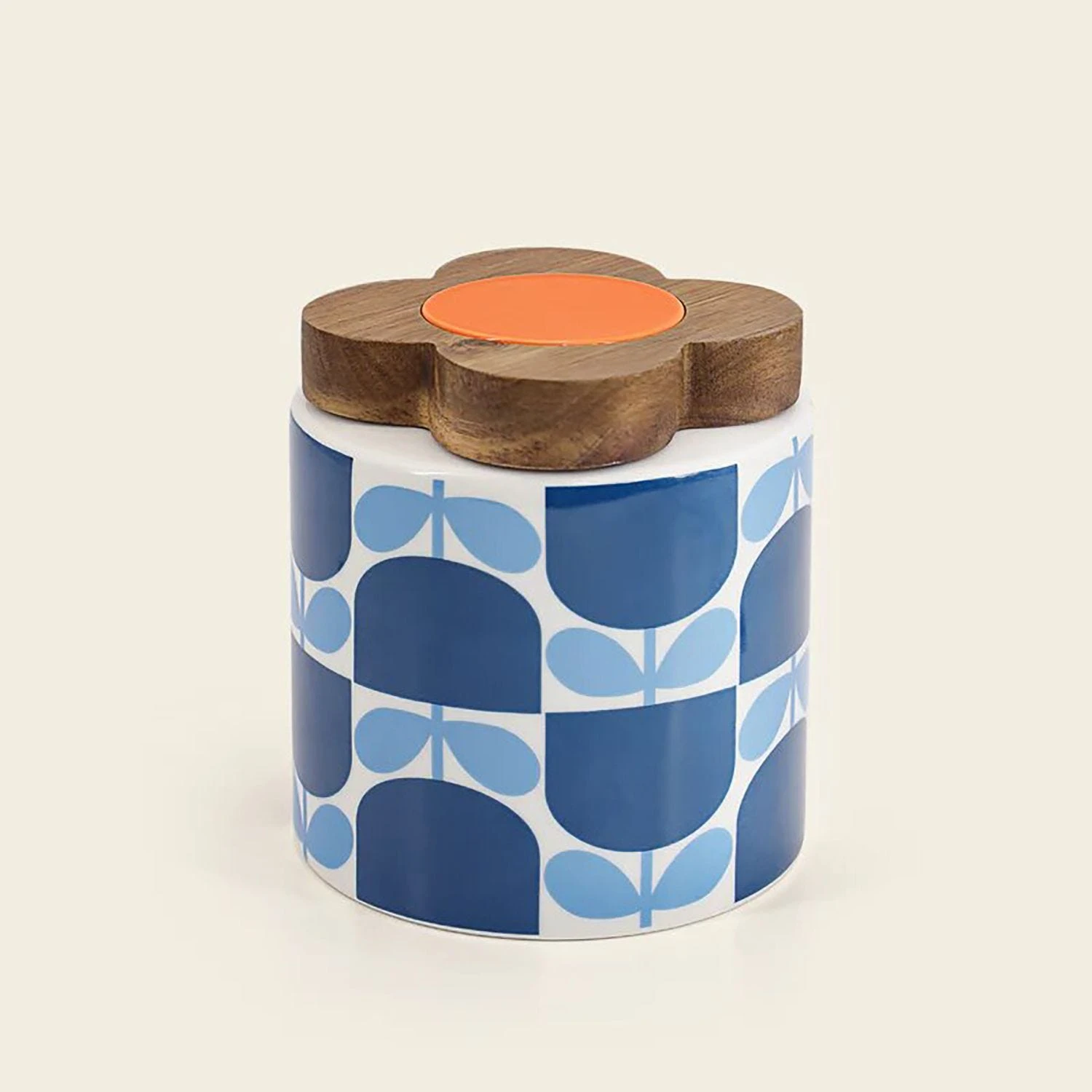 Orla Kiely Block Flower Ceramic Storage Jar, 750ml, Navy - Image 3
