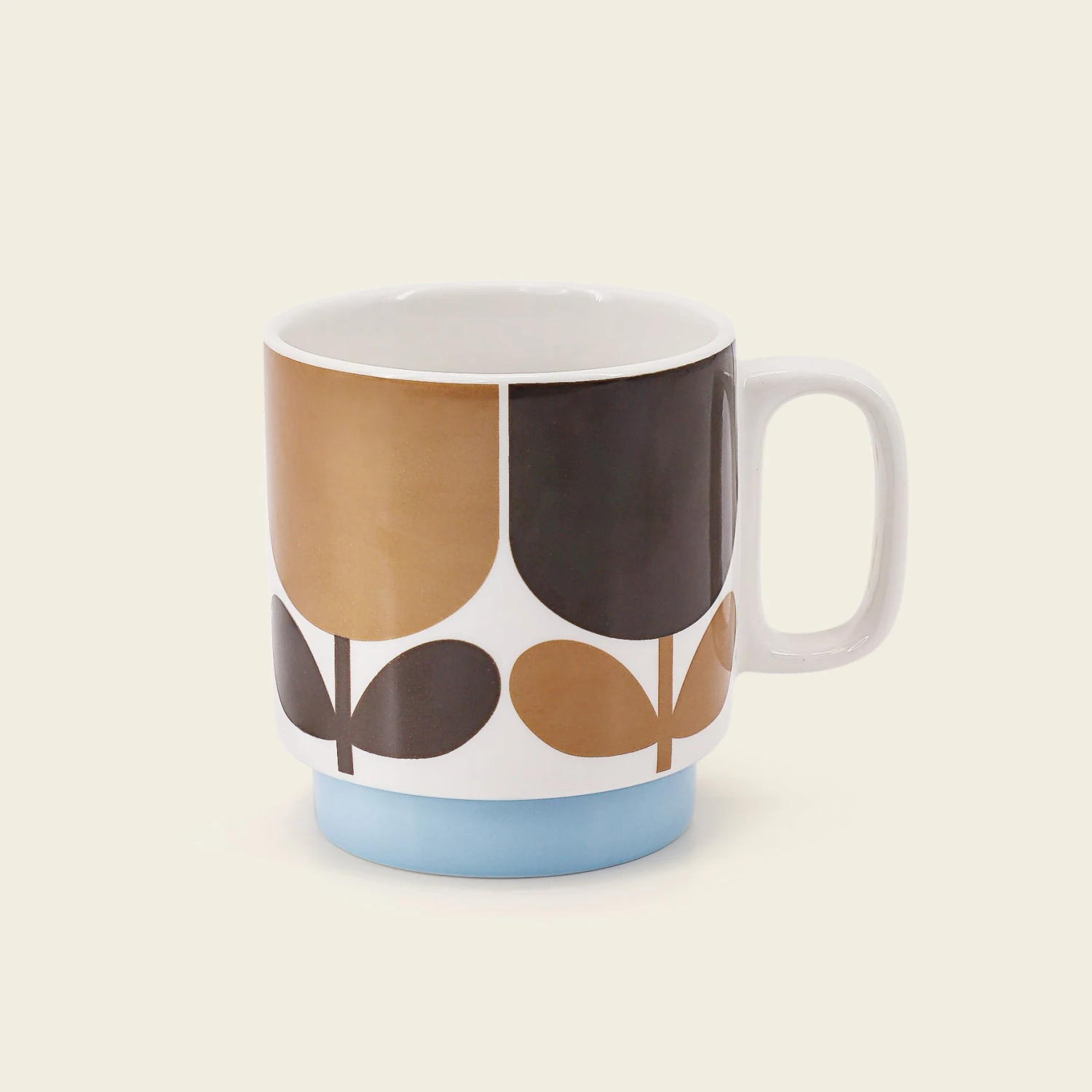Large Mug Set Of 2 - Block Flower Navy/Bark - Image 4