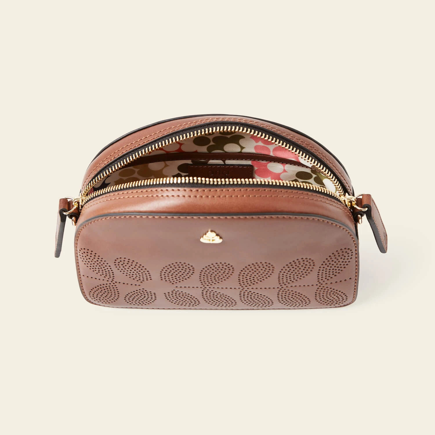 Babaluna Crossbody - Tan Punched Flower - Image 5