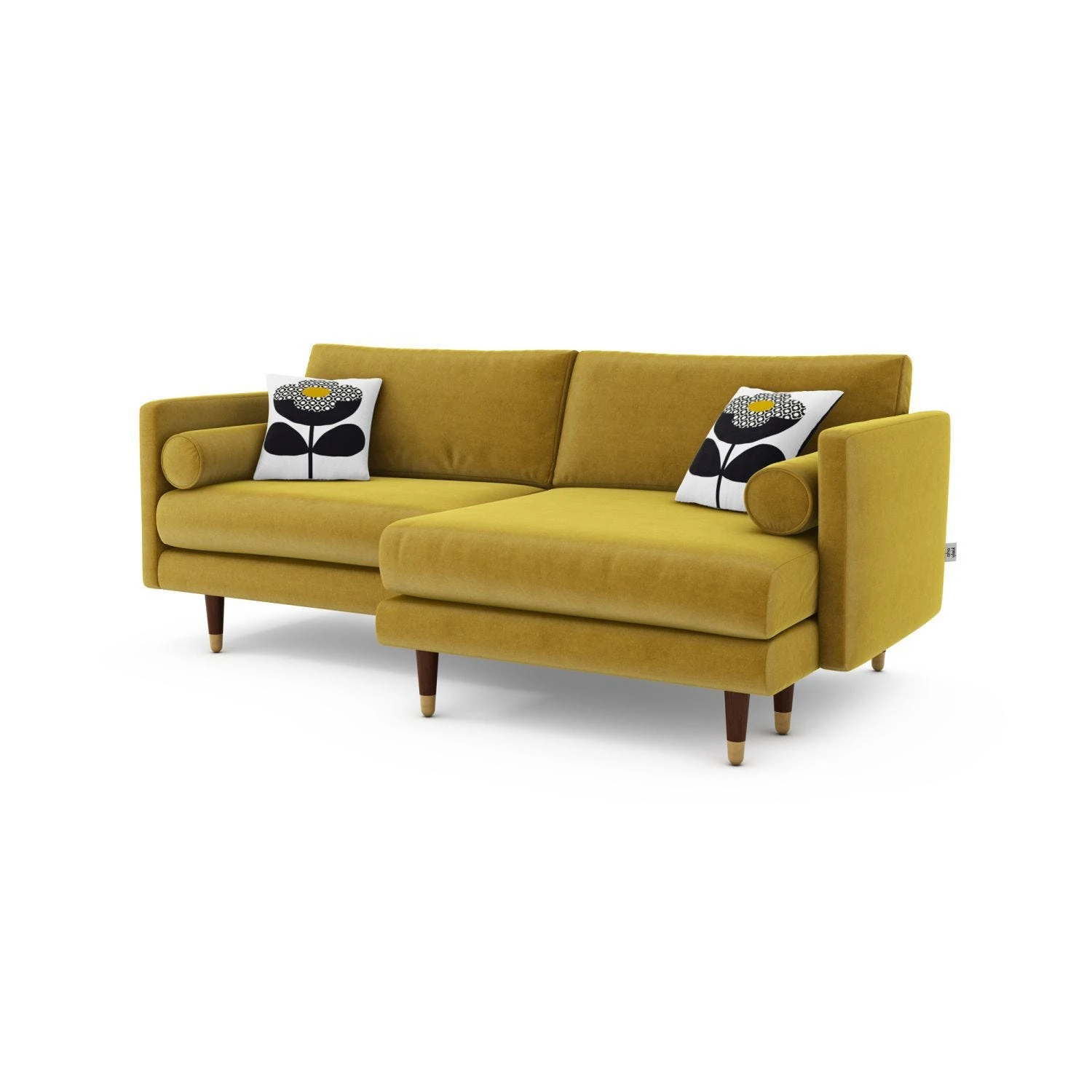 Orla Kiely Mimosa Left Hand Facing Large Velvet Chaise Sofa - Image 4