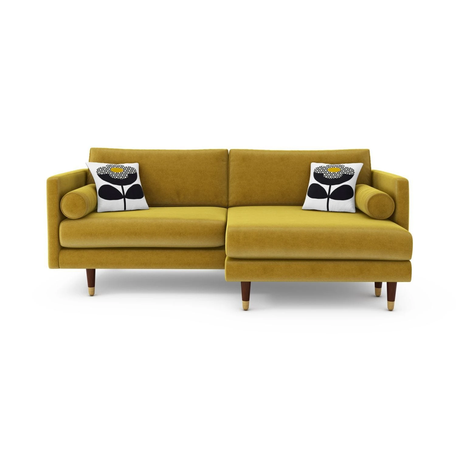 Orla Kiely Mimosa Left Hand Facing Large Velvet Chaise Sofa - Image 3