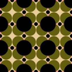 Atomic Flower Khaki Wallpaper - Sample