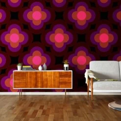 Radial Flower Wallpaper - 70cm X 10m