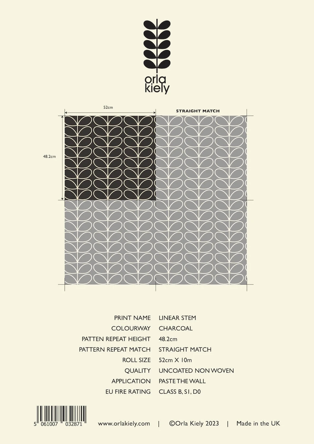 Linear Stem Charcoal Wallpaper - Sample - Image 2